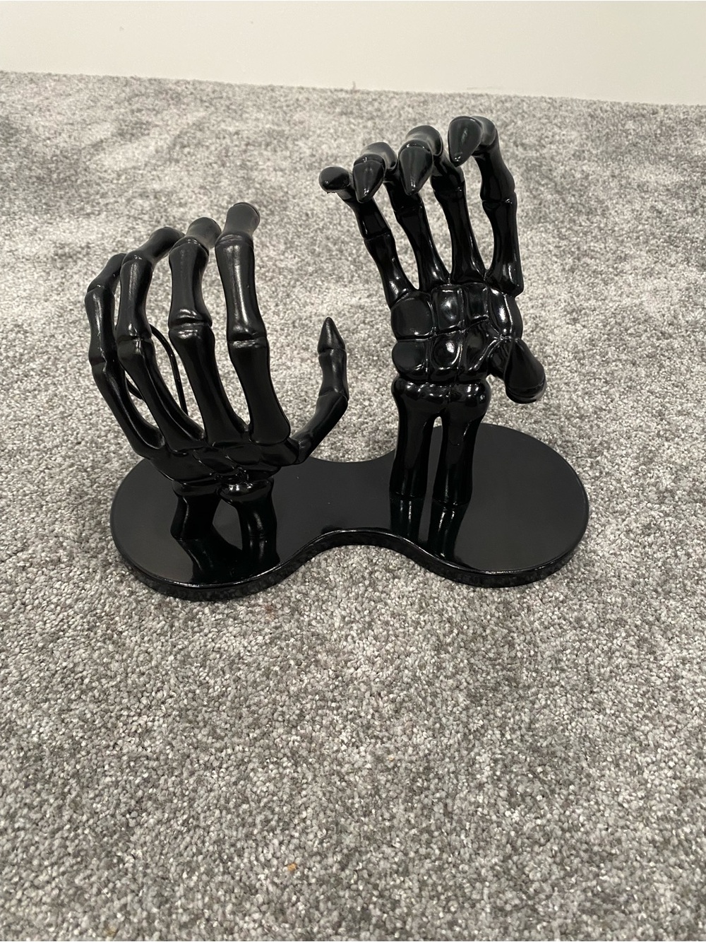 Hyde & Eek Skeleton Hands Wine Bottle Holder Glossy Black 10.5 L x 8 Tall